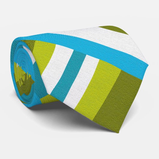 ターコイズ、オリーブとライムグリーンの格子模様 ネクタイ (ロール)