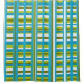 ターコイズ、オリーブ&ライムグリーンプレイド シャワーカーテン (正面)