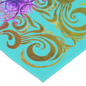 ターコイズ、オリーブ、紫のエレガンス ショートテーブルランナー (コーナー)