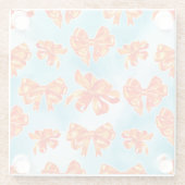 ターコイズ&オレンジ紅葉がカボチャを弓 ガラスコースター (裏面)