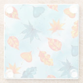 ターコイズ&オレンジ紅葉がカボチャを弓 ガラスコースター (裏面)