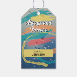 ターコイズ、オレンジ、イエロー＆コーラル いつまでも永遠に ギフトタグ