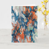 ターコイズ、オレンジ、グレーの水色グリーティングカード カード (黄色い花)