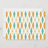 ターコイズ オレンジ ダイヤモンド ミッドセンチュリー セーブ・ザ・デート 招待状 (裏面)