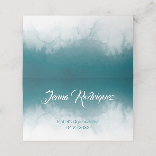 ターコイズ・オンブル・ウォーターカラー プレイスカード (外部開封)