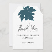 ターコイズ オータム マップル リーフ ウェディング サンクス サンキューカード (正面)