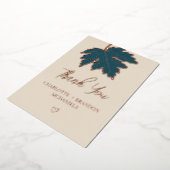 ターコイズ オータム マップル リーフ ウェディング サンクス フォイル インビ 箔招待状 (回転した状態)