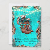 ターコイズ カウボーイ ブーツ ブライダル シャワー 招待状 (正面)