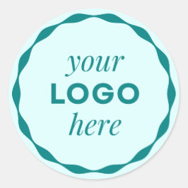 ターコイズ  カスタムロゴ スカロップ 円形ステッカー ラウンドシール