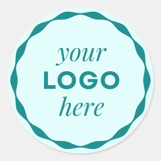 ターコイズ  カスタムロゴ スカロップ 円形ステッカー ラウンドシール (正面)