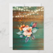 ターコイズ カッパー ウッド ピオニー ライト ウェディング カップル シャワー 招待状 (裏面)