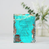 ターコイズ カントリー ウェスタン ブーツ ブランチ & バブル 招待状 (スタンド正面)