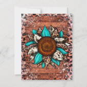 ターコイズ カントリー ウェスタン ブーツ ブランチ & バブル 招待状 (裏面)