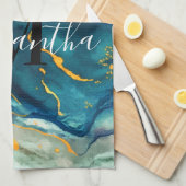 ターコイズ キッチンタオル (四つ折り)