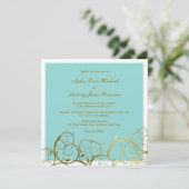 ターコイズ & クラシック ゴールデンスパイラル エレガント ウェディング 招待状 (スタンド正面)