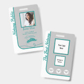 ターコイズ クラシック スタイル 公証人 ID バッジ QR コード (正面&裏面)