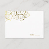 ターコイズ&クラスゴールデンらせん状エレガントな結婚式 プレイスカード (正面)