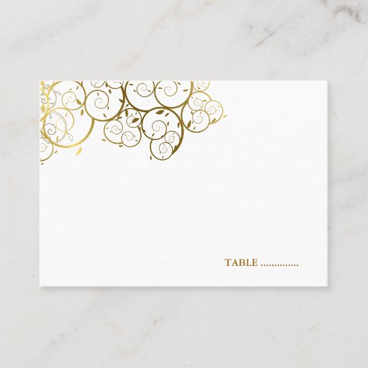 ターコイズ&クラスゴールデンらせん状エレガントな結婚式 プレイスカード (正面)