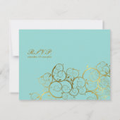 ターコイズ&クラスゴールデンらせん状エレガントな結婚式 出欠カード (裏面)