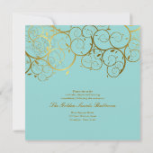 ターコイズ&クラスゴールデンらせん状エレガントな結婚式 招待状 (裏面)