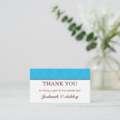 ターコイズ & クリーム ウェディング テーブル サンクス カード (スタンド正面)