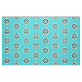 ターコイズ・クリーム・ネイビーの曼荼羅模様 ファブリック (ファットクウォーター)