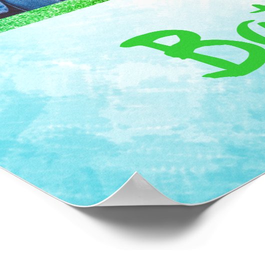 ターコイズ&グリーンパーティーウェルカムサイン ポスター (角)