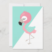 ターコイズ/グリーン ピンク フラミンゴ 赤ちゃん女の子 シャワー招待状 招待状 (裏面)
