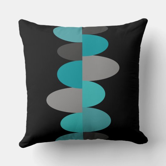 ターコイズ、グレーとブラック クッション (裏面)