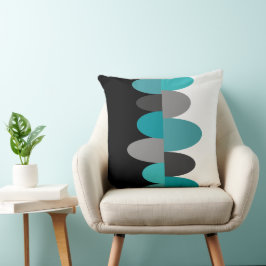 ターコイズ、グレーとブラック クッション