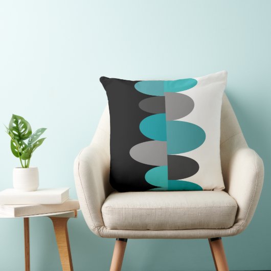 ターコイズ、グレーとブラック クッション (椅子)