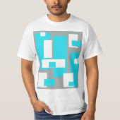 ターコイズ、グレーと白のブロックTシャツ Tシャツ (正面)