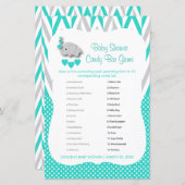 ターコイズ&グレーエレファントベビーシャワー – キャンディ (正面/裏面)