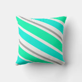 ターコイズ&グレーキャンディストライプの装飾用クッション クッション (裏面)