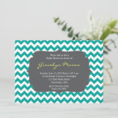 ターコイズ&グレーシェブロンシャワー招待状 招待状 (スタンド正面)