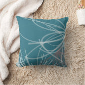 ターコイズ&グレー抽象芸術リボンデザイン クッション (ブランケット)