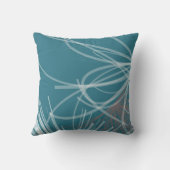 ターコイズ&グレー抽象芸術リボンデザイン クッション (裏面)