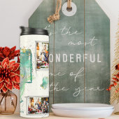 ターコイズ&グレー5フォトコラージクリスマスツリー タンブラー