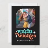 ターコイズ&コーラル モダン レトロ クリスマス フォト (正面)