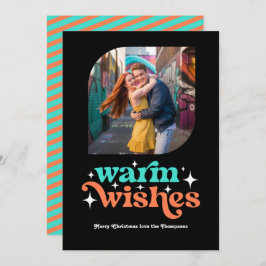 ターコイズ＆コーラル モダン レトロ クリスマス フォト