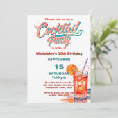 ターコイズ&コーラル リフレッシング ウォーターカラー カクテルパーティー 招待状 (スタンド正面)