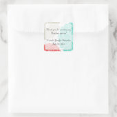 ターコイズ&コーラル《植物》百日草フラワーステッカー スクエアシール (バッグ)