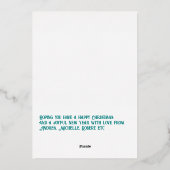 ターコイズ＆ゴールドのギンガムチェックのクリスマスホリデー写真 箔シーズンカード (裏面)