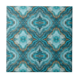 ターコイズ＆ゴールドグリッターアゲート タイル