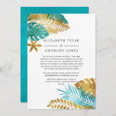 ターコイズ - ゴールドトロピカルゲストリスト 案内状 (正面/裏面)