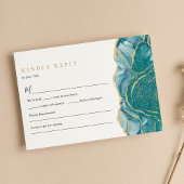 ターコイズ ゴールド アゲート モダン ウェディング 出欠カード