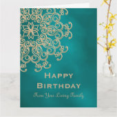 ターコイズ＆ゴールド インド風誕生日カード カード (黄色い花)