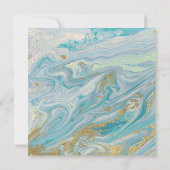 ターコイズ＆ゴールド マーブル スワール アゲート ジオード ウェディング 招待状 (裏面)