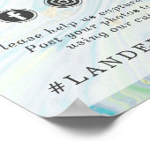 ターコイズ＆ゴールド マーブル 結婚式 ハッシュタグ フォトサイン ポスター (角)