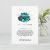 ターコイズ & ゴールド ヴィンテージ フラワー 縮小 ゲストリスト 案内状 (スタンド正面)